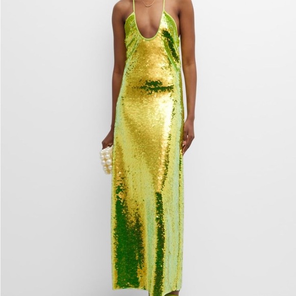 Cult Gaia Women Green Lily Sequin Sleeveless Dress Size S - Picture 4 of 12